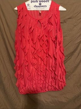 Ruffled Sleeveless Camisole in Vibrant Red
